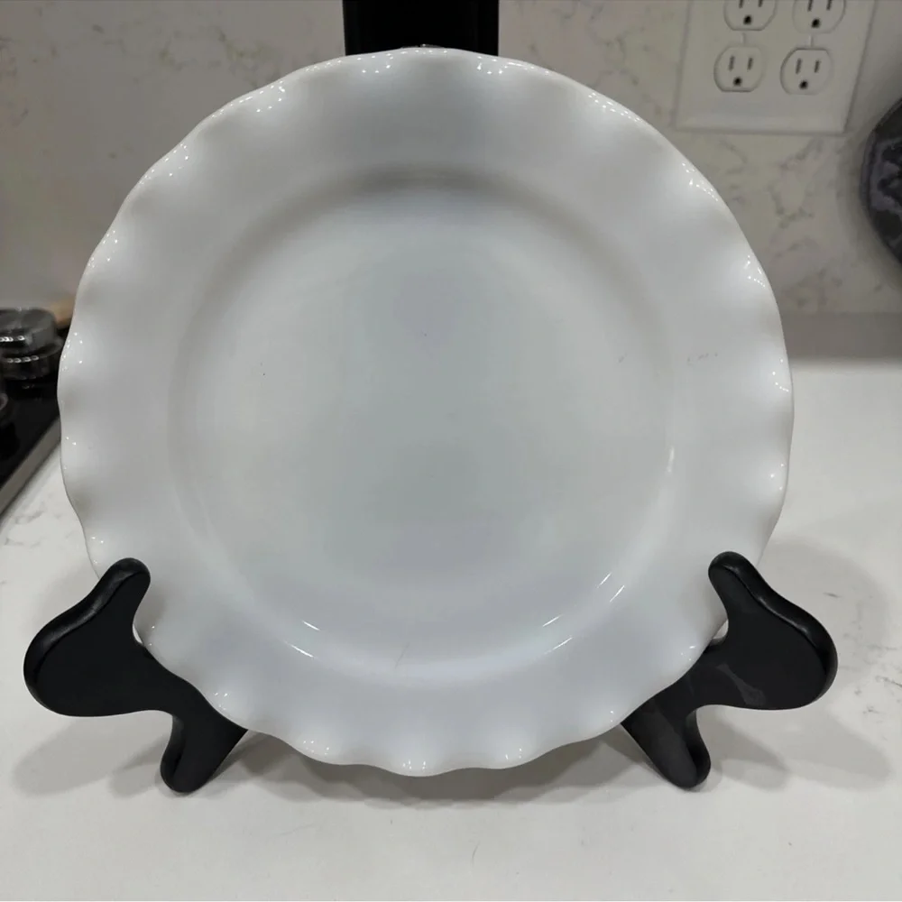 Vintage Ripple Milk Glass Lunch Plate Unmarked
